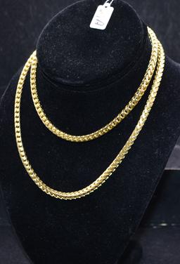 30 INCH LARGE BOX LINK 14K YELLOW GOLD NECKLACE