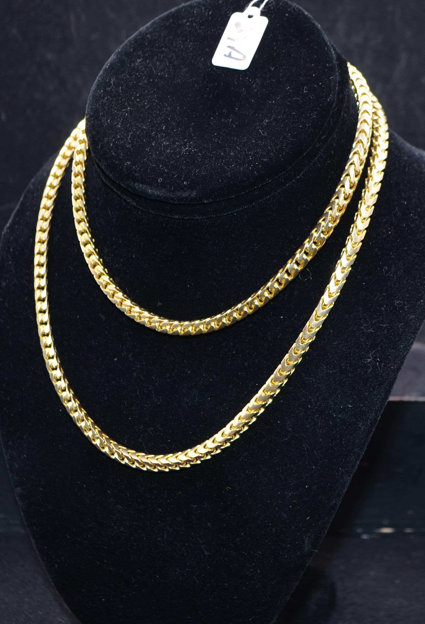 30 INCH LARGE BOX LINK 14K YELLOW GOLD NECKLACE