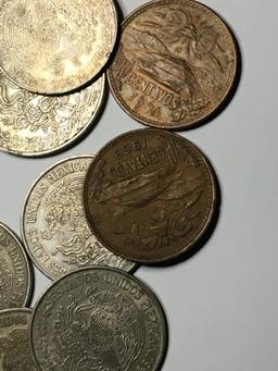 Mexico Vintage Pesos Coin Lot 9 Coins
