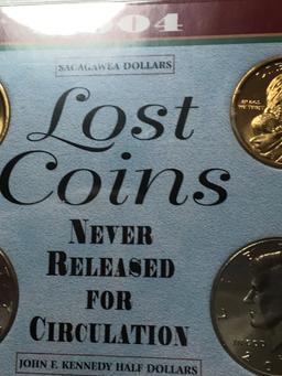 Lost Coin Collection 2004 Sacagawea Dollars And Kennedy Half Dollars