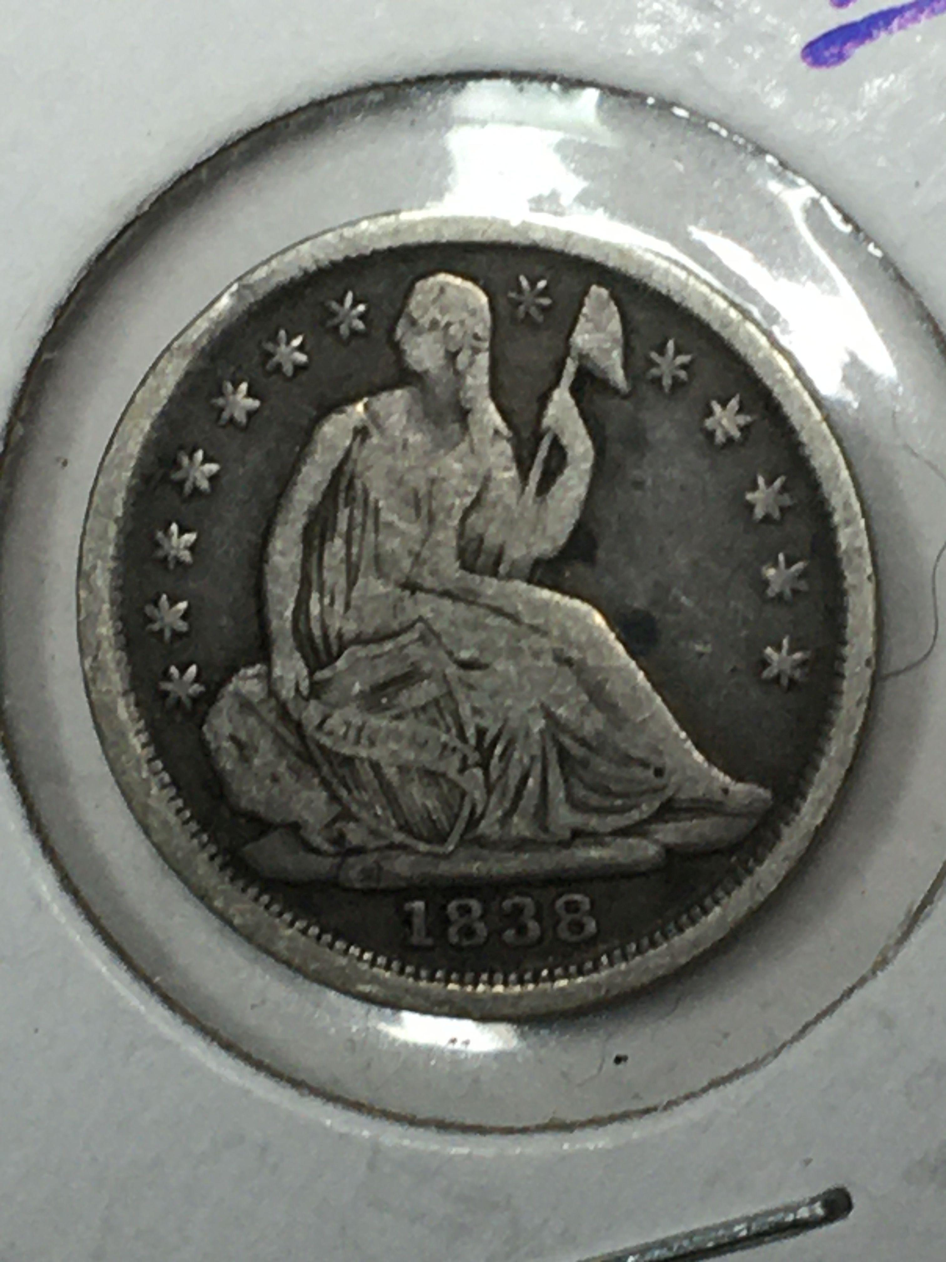 Seated Half Dime High Grade 1838 Error Off Strike Better Grade Wow Coin