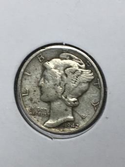 Mercury Silver Dime 1942 90% Silver