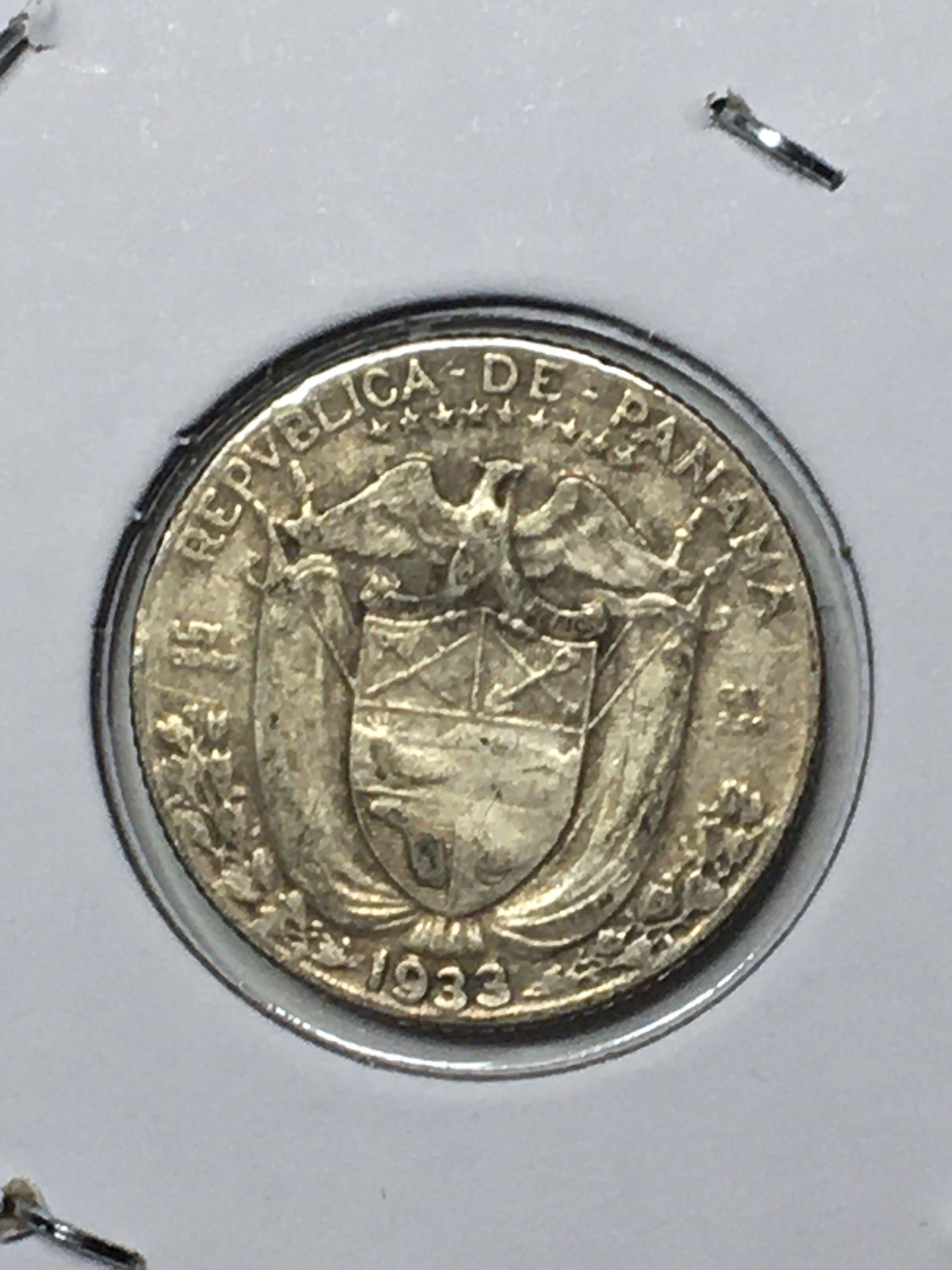 Silver Panama Balboa Rare Old Piece 1933