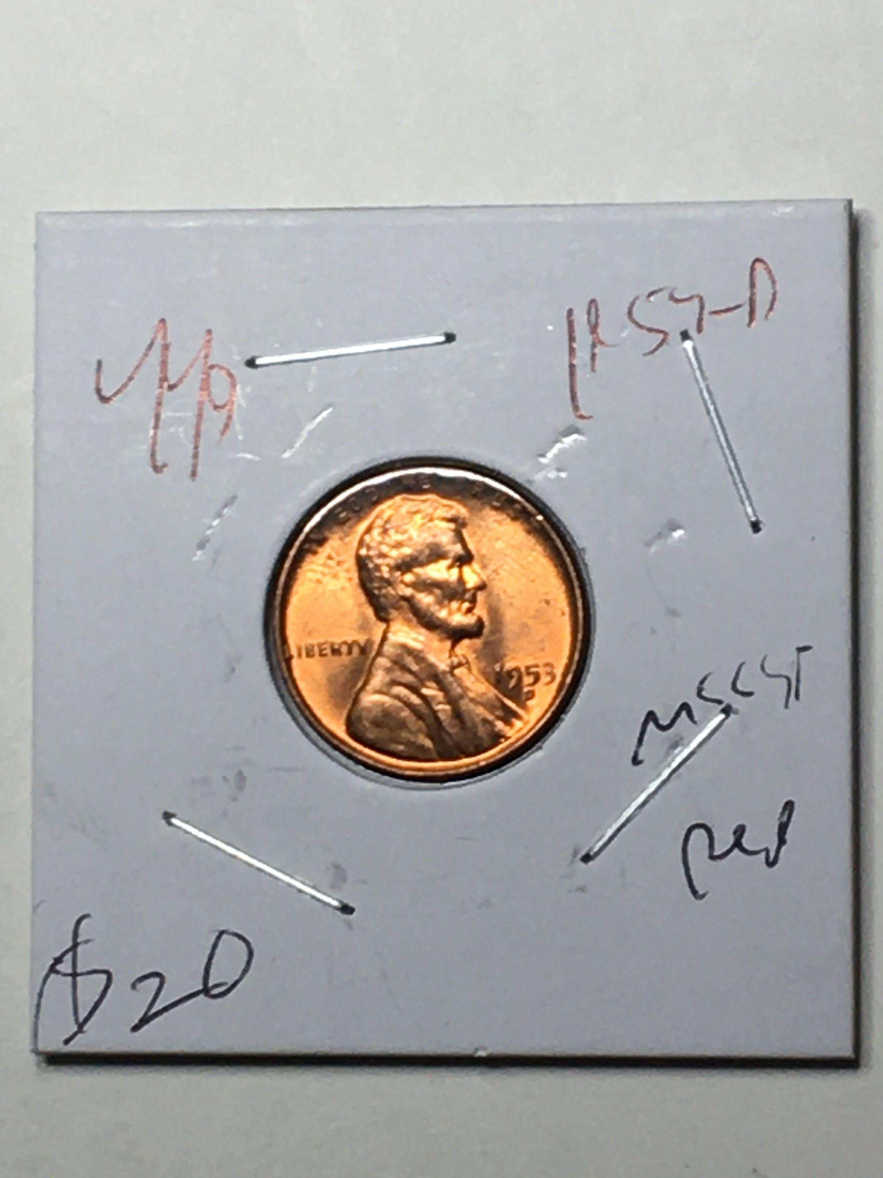 Lincoln Wheat Cent 1953 D Gem Red Rainbow W O W Coin