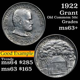1922 Grant Old Commem Half Dollar 50c Grades Select+ Unc (fc)