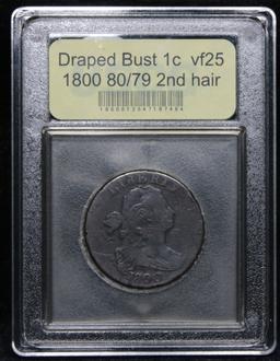 ***Auction Highlight*** 1800 80/79 2nd hair Draped Bust Large Cent 1c Graded vf+ by USCG (fc)
