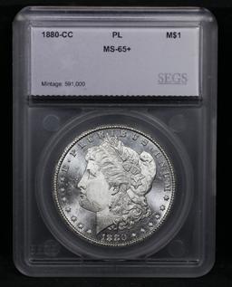***Auction Highlight*** 1880-cc Morgan Dollar $1 Graded ms65+ PL By SEGS (fc)