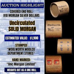 *Uncovered Hoard* - Covered End Roll - Marked "Unc Morgan Limited" - Weight shows x10 Coins (FC)