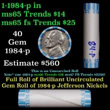 BU Shotgun Jefferson 5c roll, 1984-p 40 pcs Bank $2 Nickel Wrapper