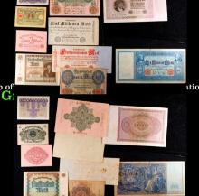 Group of 10 Early 1900's WWI German Hyperinflation Notes
