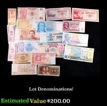 Lot of 19 Various Foreign Banknotes, Various Countries & Denominations! Grades