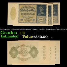 3x Consecutive 1922 Germany 10,000 Marks "Vampire" Post-WWI Hyperinflation Note, CU! P# 72 Grades CU