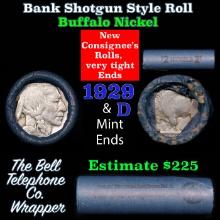 Buffalo Nickel Shotgun Roll in Old Bank Style 'Bell Telephone' Wrapper 1929 & d Mint Ends