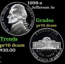 Proof 1998-s Jefferson Nickel 5c Grades GEM++ Proof Deep Cameo