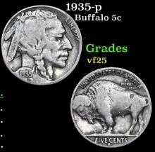1935-p Buffalo Nickel 5c Grades vf+