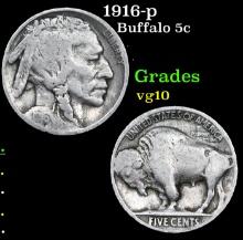 1916-p Buffalo Nickel 5c Grades vg+