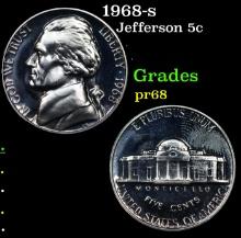 Proof 1968-s Jefferson Nickel 5c Grades GEM++ Proof