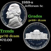 Proof 1989-s Jefferson Nickel 5c Grades GEM++ Proof Deep Cameo