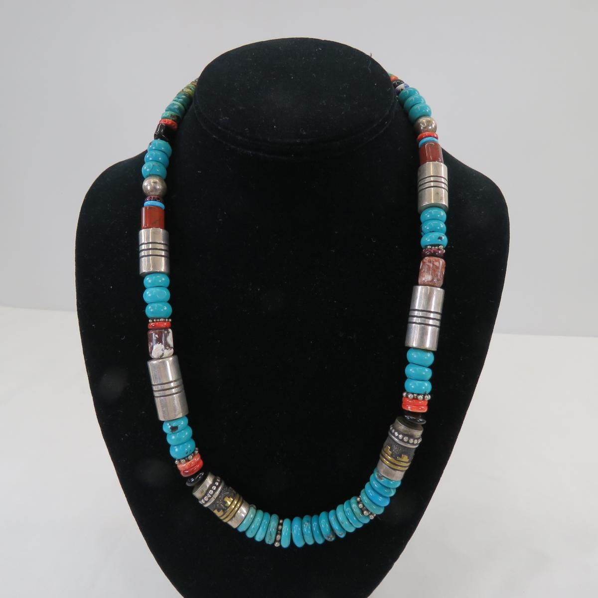 Navajo Tommy Singer Signed Turqouise Necklace