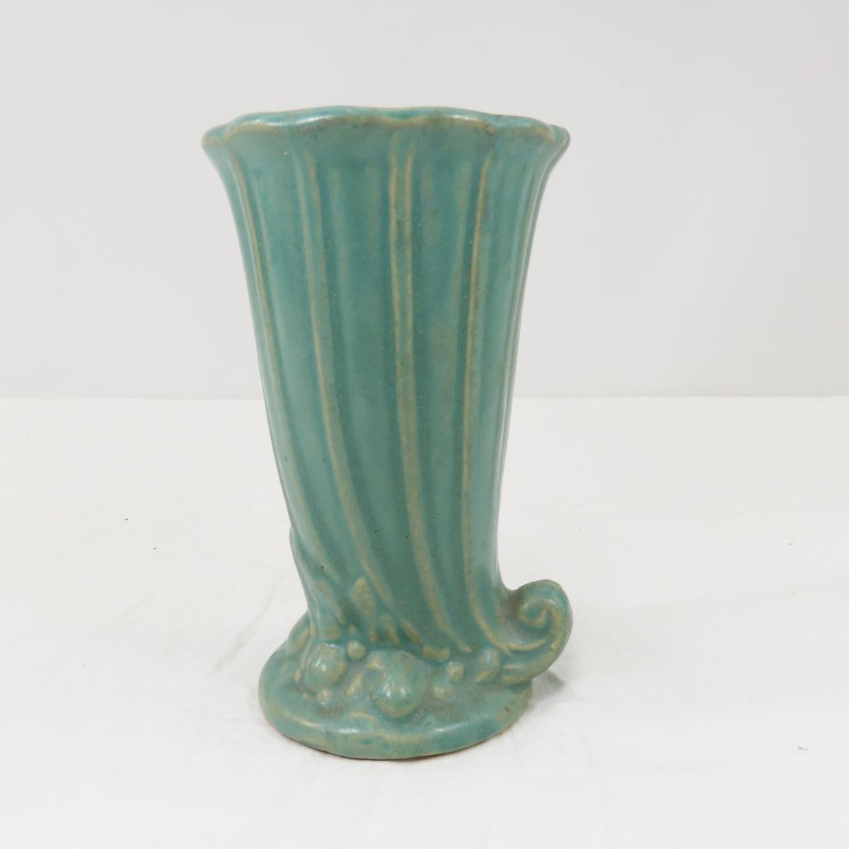 Antique Nelson McCoy 6" Brushed Cornucopia Vase
