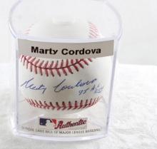 MLB Autographed Game Baseball Marty Cordova