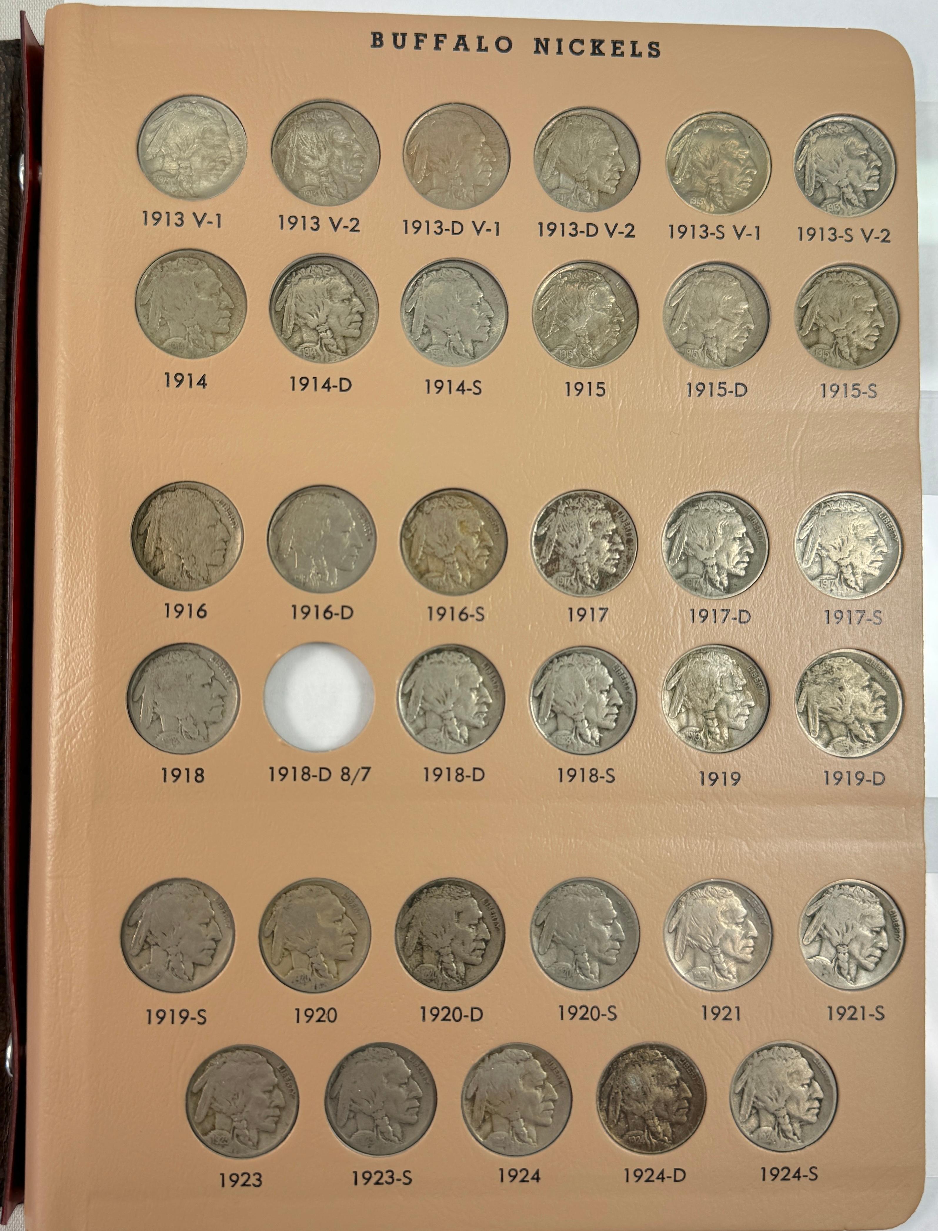Near-complete 63-piece set of circulated U.S. buffalo nickels