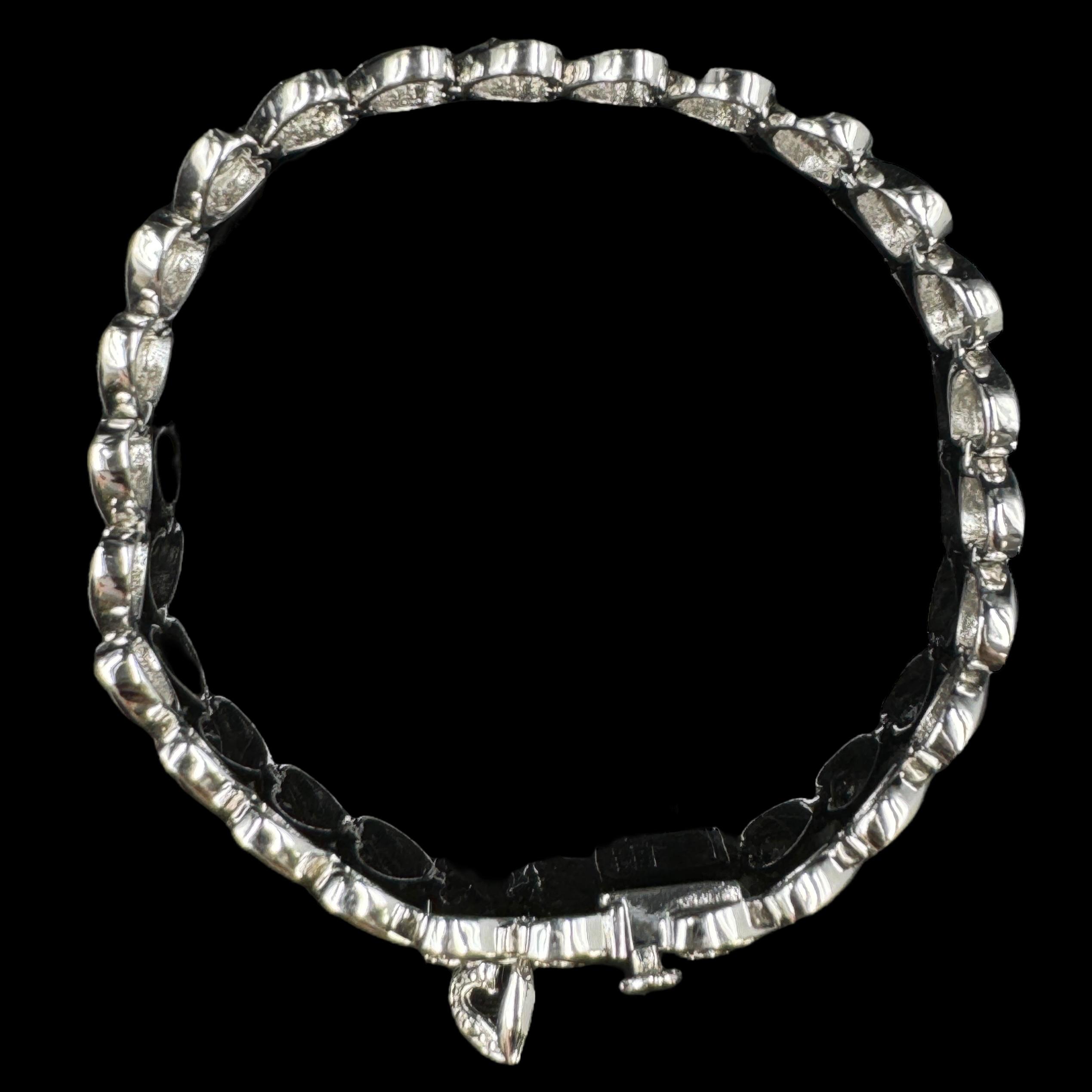 Estate sterling silver diamond bracelet