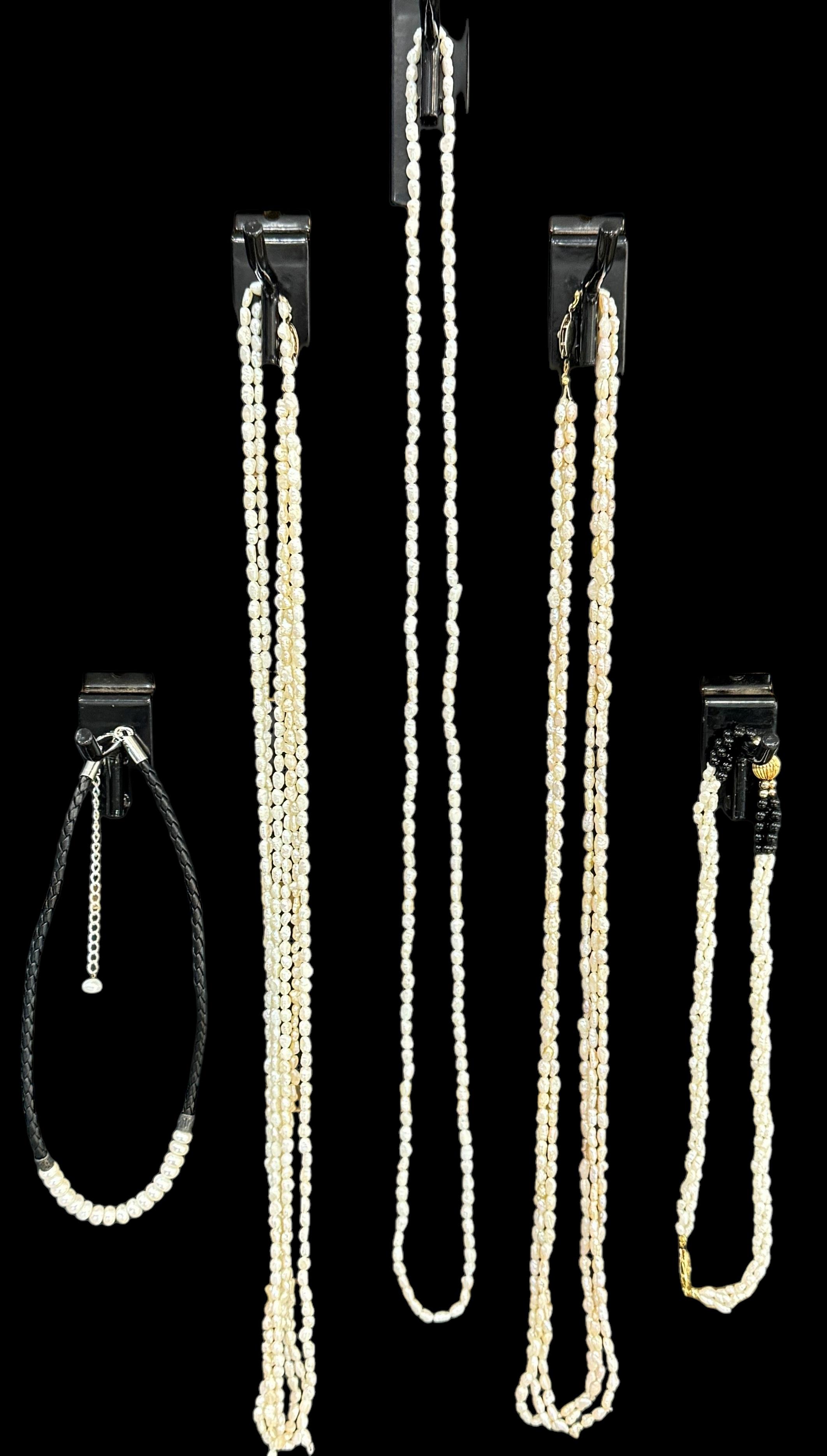 Lot of 5 estate genuine pearl necklaces