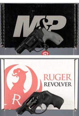 Two Double Action Revolvers with Boxes