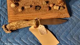Russel Green River Knife with Antler Stand