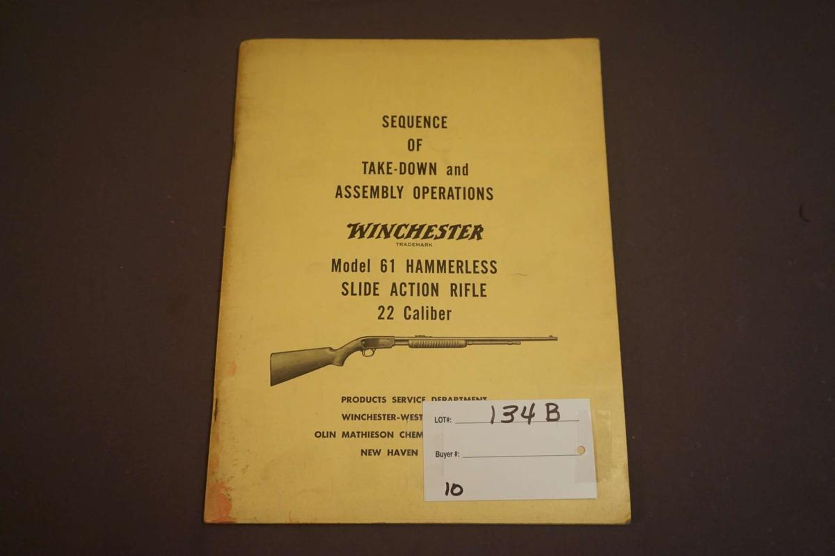 Winchester Sequence of Take-down & Assembly Operations for Model 61 Hammerless Slide Action .22 Rifl