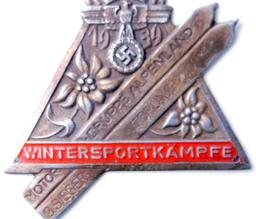 German WWII NSKK 1939 Wintersportkampfe Ski Plaque