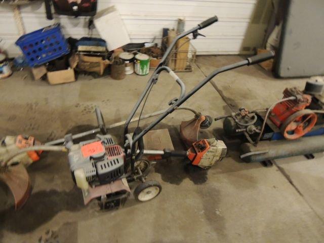 Portable air compressor, 2 steel weed whips, Viper front tine tiller condit