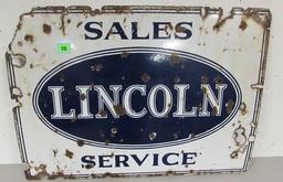 Rare Antique Lincoln Automobiles Sales And Service Porcelain Sign 30 X 42"