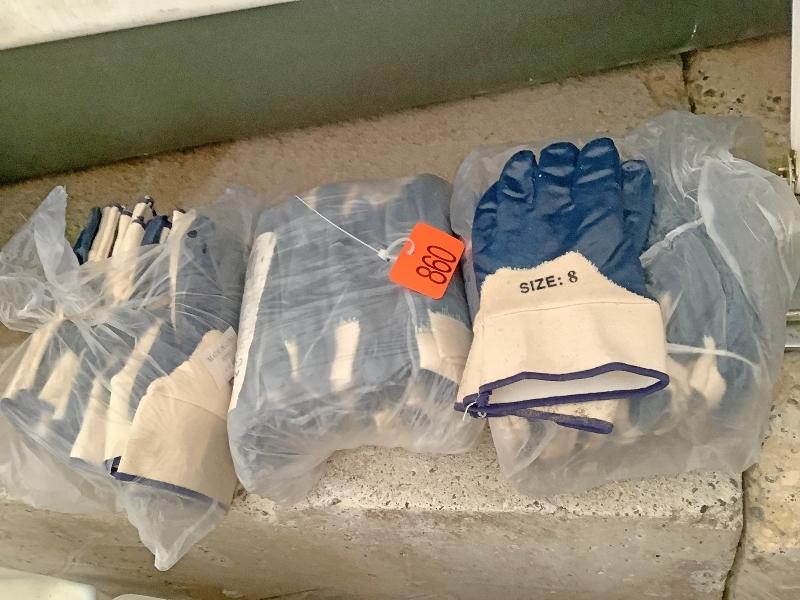 3 Bags of New Rubberized Gloves - Size 8