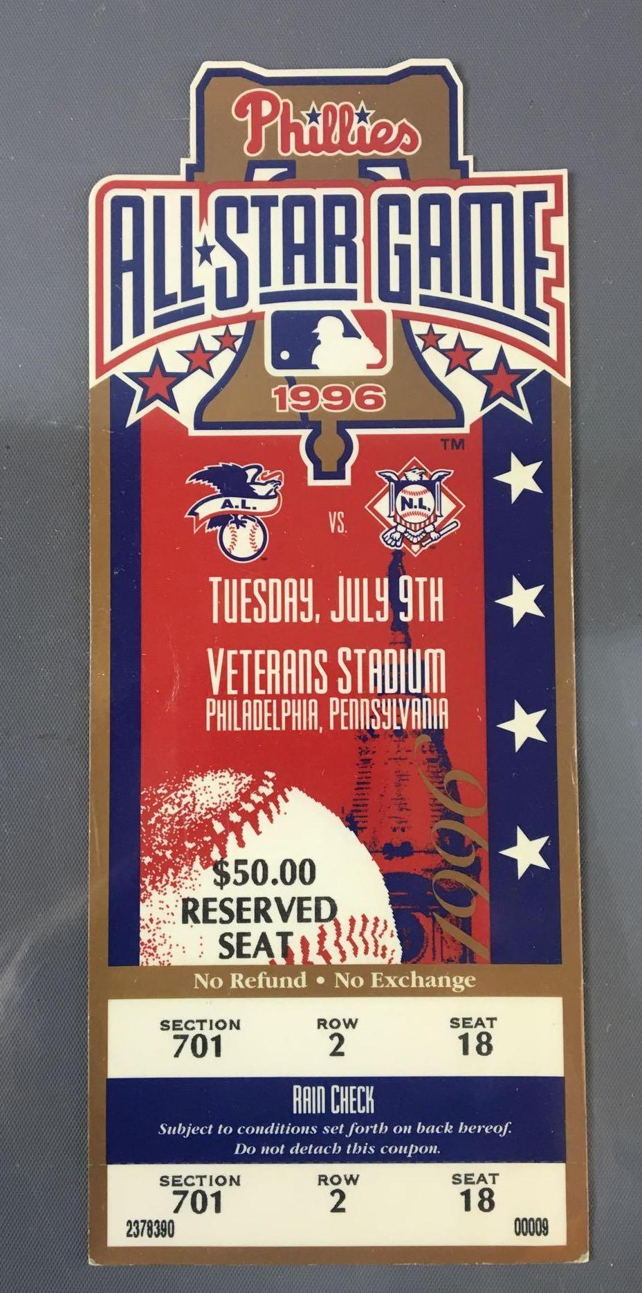1996 All Star Game Unused Ticket