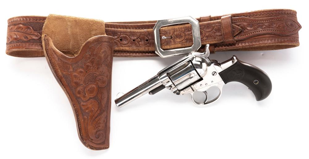 Colt Revolver, Model 1877, Thunderer, .41 caliber, SN 84094, 3 1/2" barrel with Carved Holster & Bel