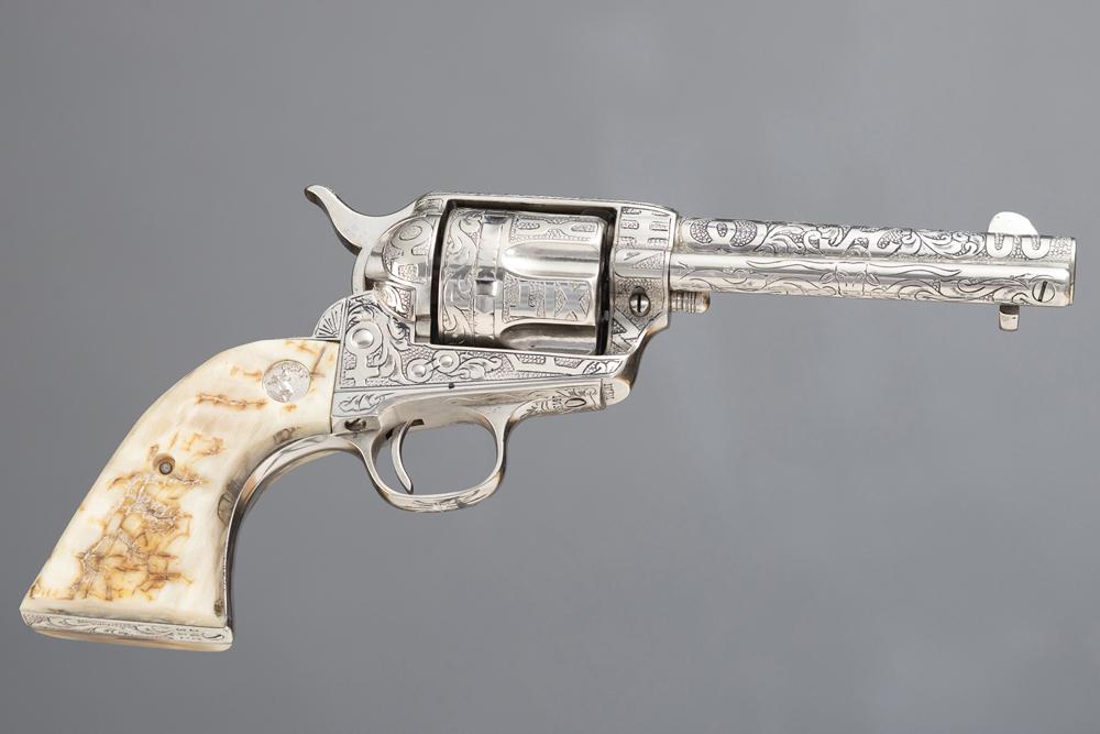 Antique Colt SAA Revolver, .41 caliber, SN 167391, manufactured 1896, nickel finish, 4 3/4" barrel,
