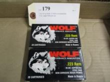 2 bxs (20 ea) Wolf .223 REM cal ammunition
