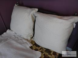 Chenille pillow shams and blanket and pillows