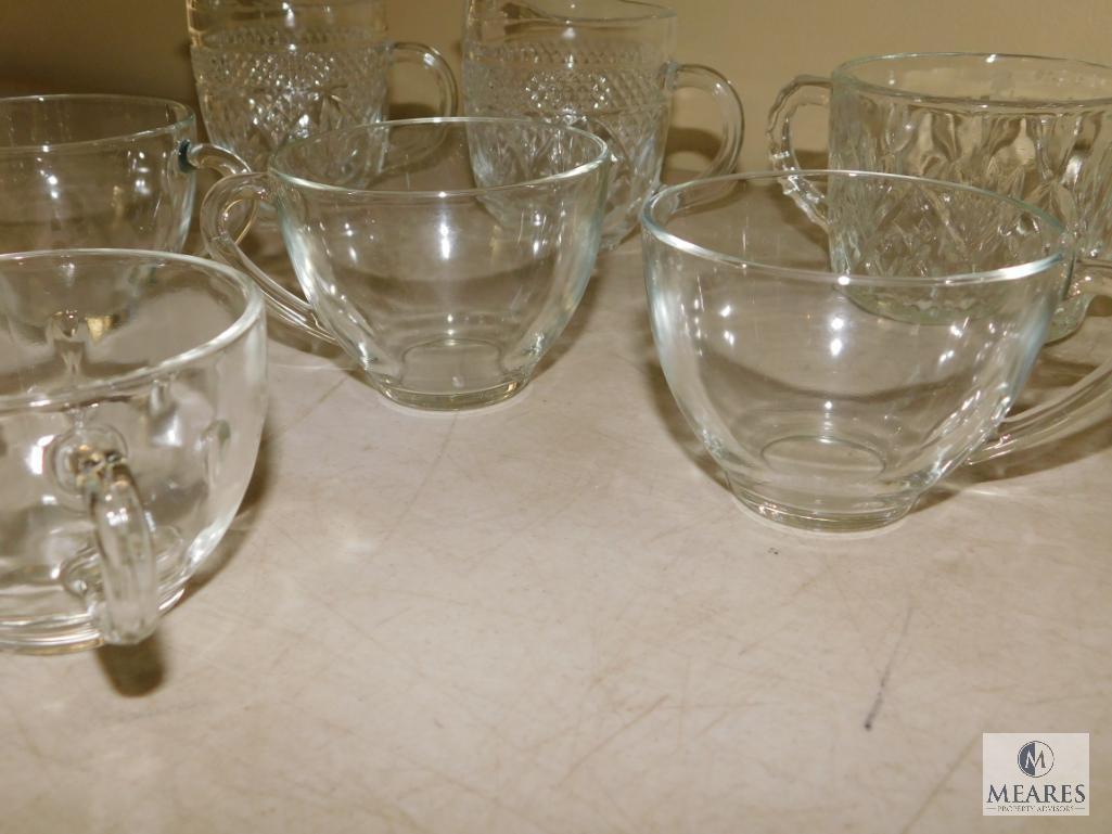 Lot of 11 Glass Teacups & Creamers Lot