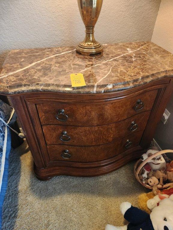 Thomasville "British Gentry" Bedside Chest with Marble Top