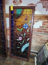 Antique Framed Stained Glass Window 65"x28"