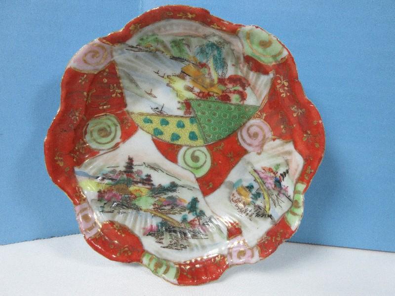Early 6pc Porcelain Hand Painted Master Bowl w/5 Matching Individual Bowls Chinese Coral