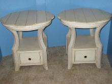 Riverside Furniture French Countryside Scalloped End Tables w/Lower Shelf & Drawer Toque &