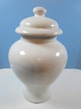 Impressive Pottery Barn Heavy Stoneware Temple 20" Ginger Jar & Lid Craquelure Finish Glaze--