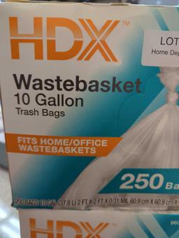 2 BOXES OF HDX 10 Gal. Clear Waste Liner Trash Bags (250-Count), MSRP 9.97 PER BOX