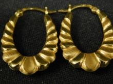 14K Yellow Gold - Pierced Earrings - Fancy Hoop - 2.0 Grams