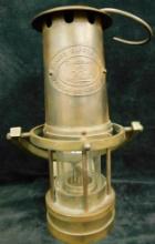 Vintage E. Thomas & Williams Cambrian Brass Miners Safety Lamp - 10" x 7" x 5"