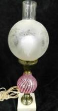 Vintage Pink Opalescent Swirl Table Lamp - 19" x 6"